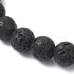 Natural Lava Rock & Synthetic Turquoise Beads Stretch Bracelets for Men Women&nbsp;BJEW-JB12226-01