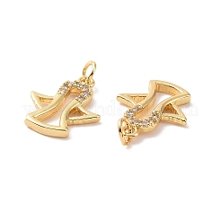 Angel Brass Micro Pave Clear Cubic Zirconia Pendants&nbsp;KK-G435-14G