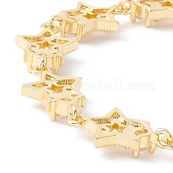 Clear Cubic Zirconia Star Link Chains Bracelet&nbsp;BJEW-I301-03G
