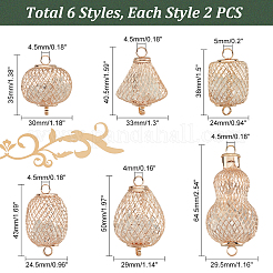 12Pcs 6 Styles Iron Bead Cage Connector Charms&nbsp;FIND-PH0009-39