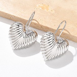 Textured Heart Brass Dangle Earrings&nbsp;EJEW-B132-04P
