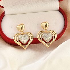 Brass Micro Pave Clear Cubic Zirconia Dangle Stud Earrings for Women&nbsp;EJEW-F352-05G-03