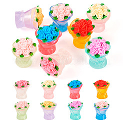 8Pcs 8 Colors Luminous Resin Rose Ornaments&nbsp;RESI-TA0002-82