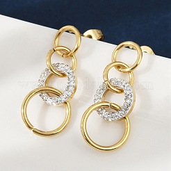 304 Stainless Steel Polymer Clay Ring Dangle Stud Earrings&nbsp;EJEW-V004-03G-01