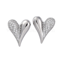 Brass Clear Cubic Zirconia Stud Earrings&nbsp;EJEW-Q014-37P