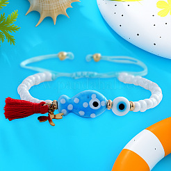 Cotton Tassel & 304 Stainless Steel Charm Bracelets&nbsp;AF1826