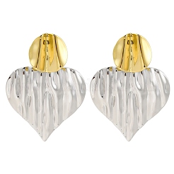 304 Stainless Steel Textured Heart Stud Earrings for Women&nbsp;EJEW-U023-10GP