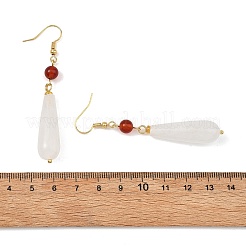Natural Quartz Crystal & Brass & 304 Stainless Steel Dangle Earrings&nbsp;EJEW-JE07257-02