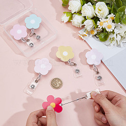 6Pcs 6 Colors Flower Acrylic Retractable Badge Reel&nbsp;HJEW-MA00025