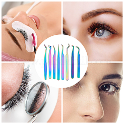 8Pcs 8 Styles 430 Stainless Steel Eyelash Tweezers Clips&nbsp;TOOL-FH0001-57