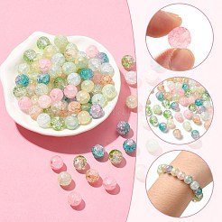 140Pcs 7 Styles Baking Paint Crackle Glass Bead Strands&nbsp;DGLA-YW0001-25