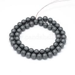 Frosted Non-magnetic Synthetic Hematite Round Bead Strands&nbsp;G-J344-8mm