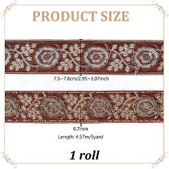 5Yards Flower Pattern Ethnic Style Embroidery Floral Polyester Ribbons&nbsp;OCOR-GA0003-07A