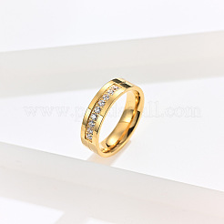 304 Stainless Steel Micro Pave Cubic Zirconia Finger Rings&nbsp;FS-WGAD461-18