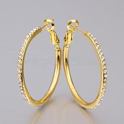 Chic Tin Alloy Czech Rhinestone Hoop Earrings For Women&nbsp;EJEW-BB12126-G