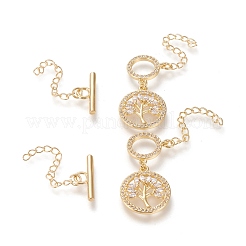 Brass Micro Pave Cubic Zirconia Ring Toggle Clasps&nbsp;KK-M108-H01
