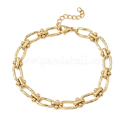 Ion Plating(IP) 304 Stainless Steel Textured Oval Link Chain Bracelets for Women&nbsp;BJEW-B092-08G-02