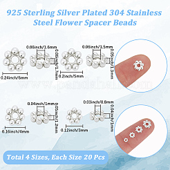 80Pcs 4 Styles 304 Stainless Steel Spacer Beads&nbsp;STAS-BBC0008-28P