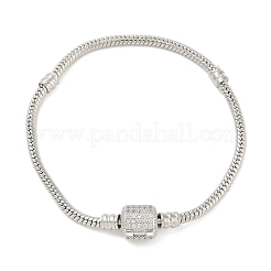 Brass Micro Pave Clear Cubic Zirconia Link Bracelets&nbsp;LS-BJEW-S158-15P