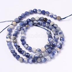 Faceted Natural Sodalite Round Bead Strands&nbsp;G-L377-45-4mm