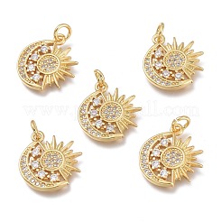 Brass Micro Pave Clear Cubic Zirconia Pendants&nbsp;ZIRC-Q023-09G