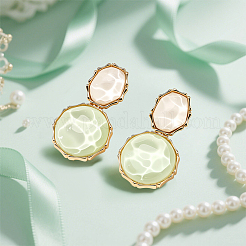 2 Pairs 2 Colors Resin Dangle Stud Earrings&nbsp;EJEW-GO0003-22