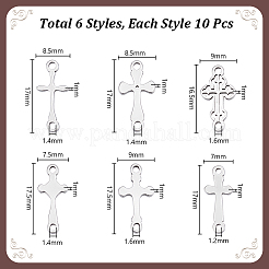 60Pcs 6 Styles 201 Stainless Steel Connector Charms&nbsp;STAS-UN0061-94