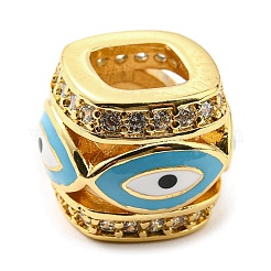 Rack Plating Brass Micro Pave Cubic Zirconia Evil Eye European Beads with Enamel&nbsp;KK-M247-34G