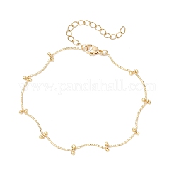 Brass Curved Bar Link Chains with Round Ball Charm Chain Bracelets&nbsp;BJEW-JB12187