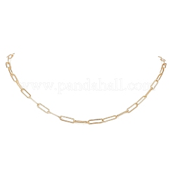 4MM Brass Textured Paperclip Chain Necklaces&nbsp;NJEW-JN05655