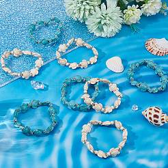 8Pcs 2 Colors Dyed Synthetic Turquoise Tortoise Beaded Stretch Bracelets Set for Women&nbsp;BJEW-DC0001-04