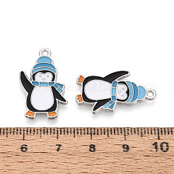 Rack Plating Alloy Enamel Penguin Pendants&nbsp;ENAM-T024-66A-P
