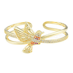 Cubic Zirconia Bird Open Cuff Bangle&nbsp;BJEW-N012-043