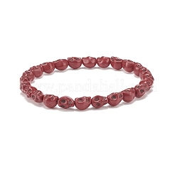 Synthetic Turquoise(Dyed) Skull Beaded Stretch Bracelet&nbsp;BJEW-JB08055