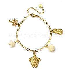 304 Stainless Steel Cable Chain Charm Bracelets&nbsp;BJEW-L708-06G