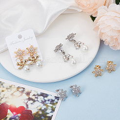 2 Pairs 2 Colors Brass Micro Pave 3A Clear Cubic Zirconia Clip-on Earrings&nbsp;EJEW-BBC0001-59