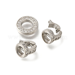 Rack Plating Ring Brass Micro Pave Cubic Zirconia Fold Over Clasps&nbsp;KK-F883-19P-01