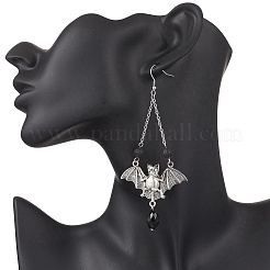 Halloween Bat Tibetan Style Alloy Dangle Earrings&nbsp;EJEW-TA00721