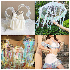 4 Yards 2 Colors Mermaid Color Polyester Pleated Lace Trim Ribbon&nbsp;DIY-TA0012-01