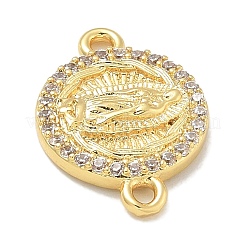 Rack Plating Brass Micro Pave Clear Cubic Zirconia Religion Virgin Mary Connector Charms&nbsp;KK-L224-094G-05