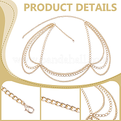 Aluminium Twisted Chain Multilayer Tassel Shoulder Body Chains for Women&nbsp;AJEW-WH0077-139G