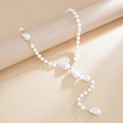 Imitation Pearl & CCB Teardrop Wedding Bridal Backdrop Necklaces for Backless Dress&nbsp;WG70975-01