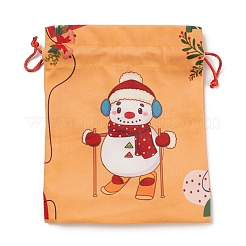 Christmas Theme Rectangle Cloth Bags with Jute Cord&nbsp;LS-ABAG-P008-01D
