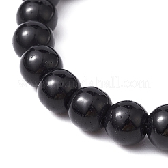 Synthetic Black Stone Round Beaded Stretch Bracelet&nbsp;BJEW-JB09745-02
