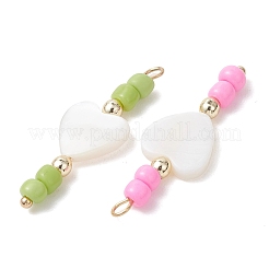 Natural Freshwater Shell with Glass Seed Beaded Pendants&nbsp;PALLOY-JF05243