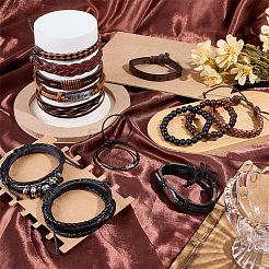 13Pcs 5 Styles PU Imitation Leather Braided Bracelets for Women Men&nbsp;BJEW-CL0001-22