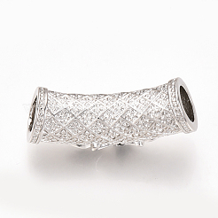 Brass Micro Pave Cubic Zirconia Tube European Beads&nbsp;X-ZIRC-T004-60P