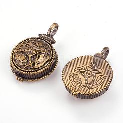 Brass Locket Pendants&nbsp;KK-K176-14AB