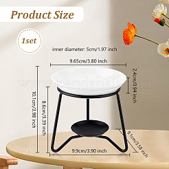 Ceramic & Iron Tealight Candle Holder Oil Burner&nbsp;DJEW-WH0015-117EB