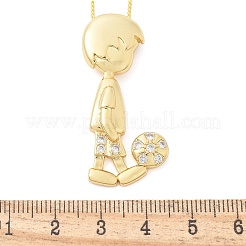 Brass Micro Pave Clear Cubic Zirconia Pendant Necklaces&nbsp;NJEW-M084-01G-01